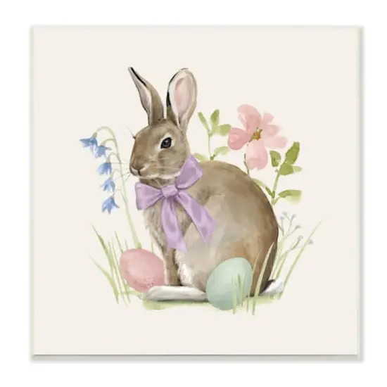 Stupell Industries Spring Bunny Rabbit Easter Eggs Blossoming Flowers Wall Plaque Art {1}