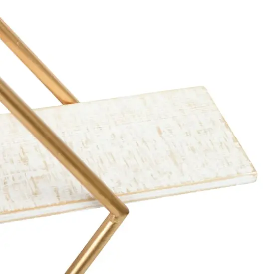 Hello Honey&reg; Wood & Gold Diamond Wall Shelf White {4}