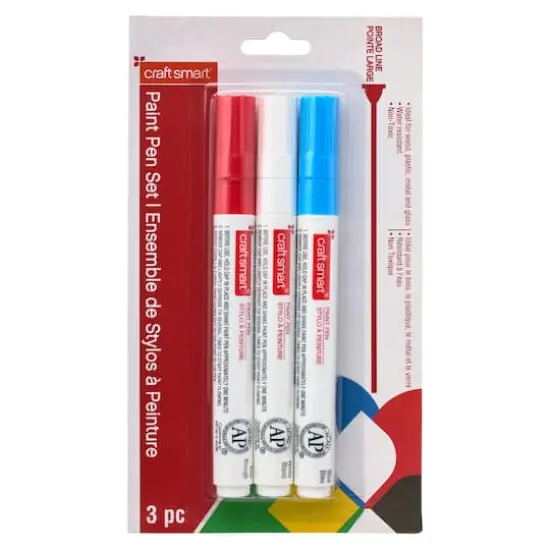 Craftsmart&reg; Paint Pen, Broad Line 3 Pc &mdash; Patriotic {4}