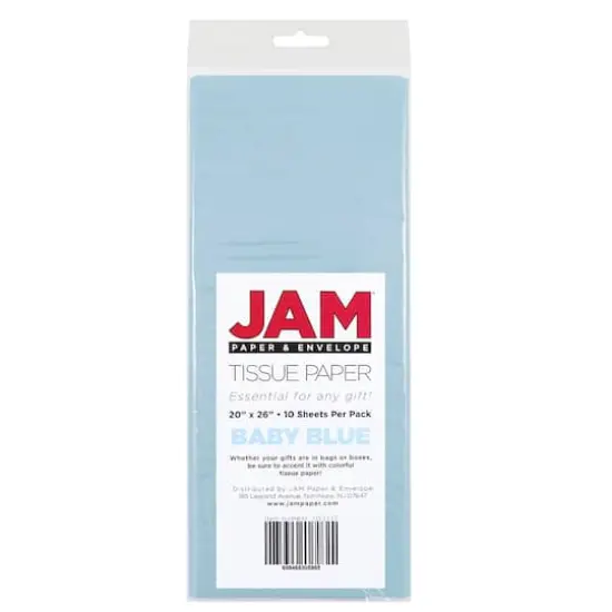 JAM Paper 20" x 26" Tissue Paper, 2 Packs of 10 Sheets Baby Blue {6}