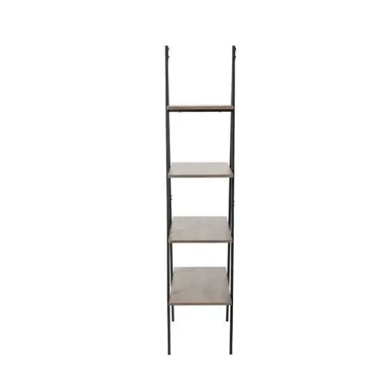 Glitzhome&reg; 5.5ft. Modern Industrial 4-Tier A-Frame Open Ladder Bookshelf Rustic {7}