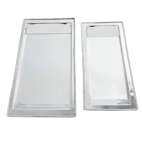 Set of 2" White Stainless Steel Traditional Tray, 22", 25" {3}