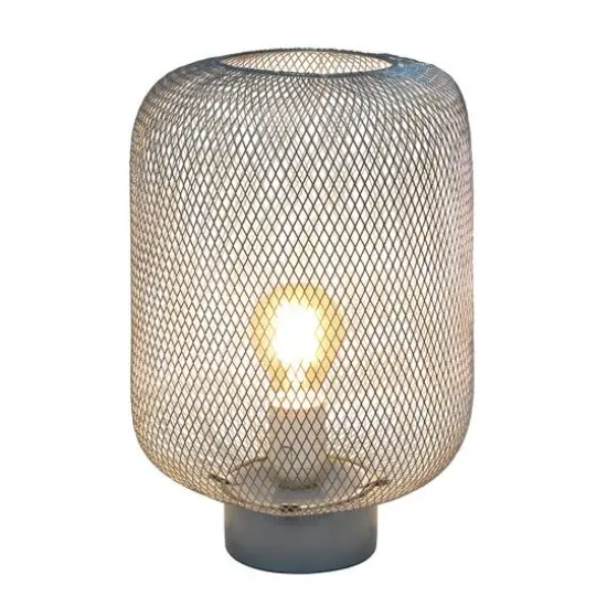 Simple Designs 12" Metal Mesh Industrial Table Lamp Gray {3}