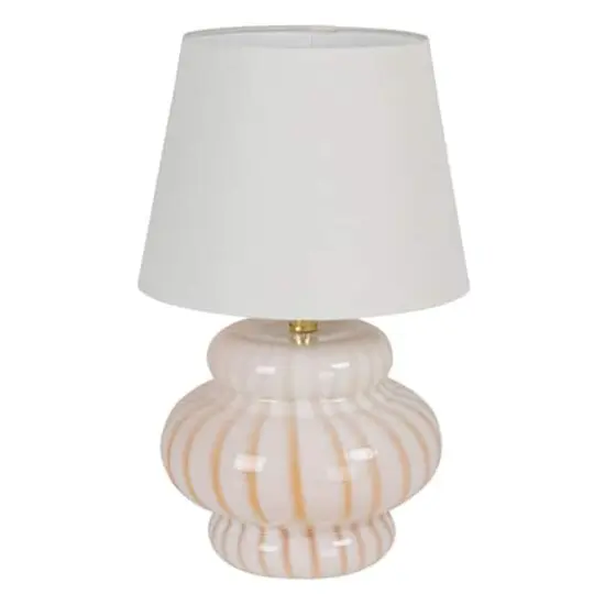 Hello Honey® 18.5" Yellow & Cream Striped Hand-Blown Art Glass Table Lamp {1}