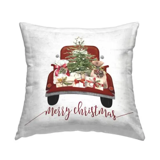 Stupell Industries Merry Christmas Tree Truck Throw Pillow {1}