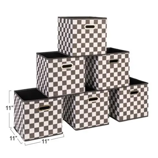 Household Essentials Square Storage Bin White and Black Checkerboard {6}