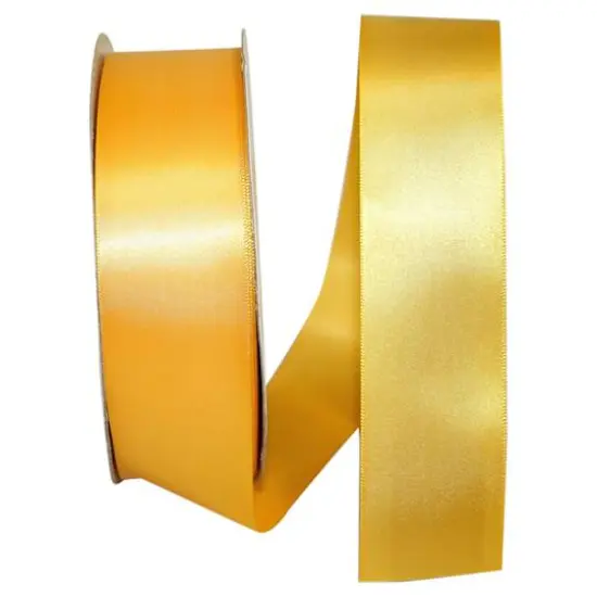 JAM Paper 1.5" x 50yd. Single Face Satin Ribbon Yellow Gold {1}