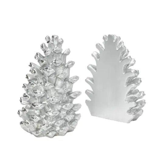 Hello Honey&reg; Pinecone Bookends Set Silver {1}