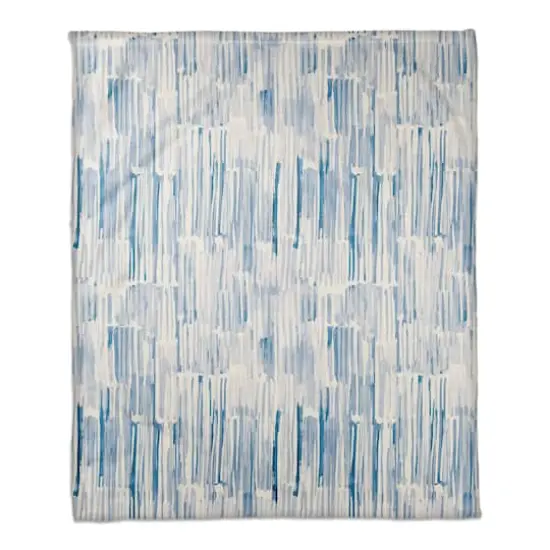 Blue Watercolor Hatch Fleece Throw {1}