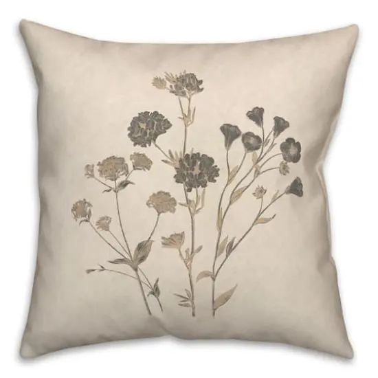 18" x 18" Charcoal Tan Botanicals Texture I Indoor & Outdoor Throw Pillow {1}
