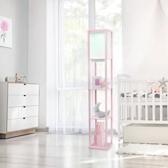 Simple Designs Floor Lamp with 2 USB Charging Ports/1 Outlet Light Pink {3}