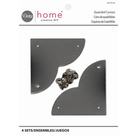 Dritz&reg; Home Pack of 3 Large Textured Quatrefoil Corners, 3ct. Nickel {2}