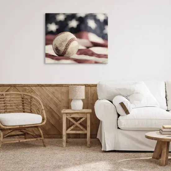 Stupell Industries Baseball & American Flag Canvas Wall Art {3}