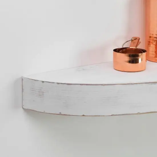 Large White Round Wood Floating Wall Shelf {5}