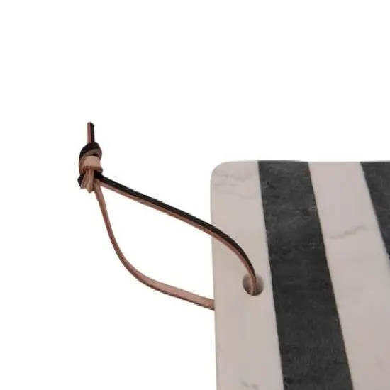 Hello Honey&reg; Black & White Striped Marble Board with Leather Tie {10}