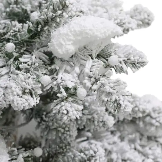 6.5 ft Pre-Lit Flocked Whistler Artificial Pine Tree, Warm White LED Lights {6}