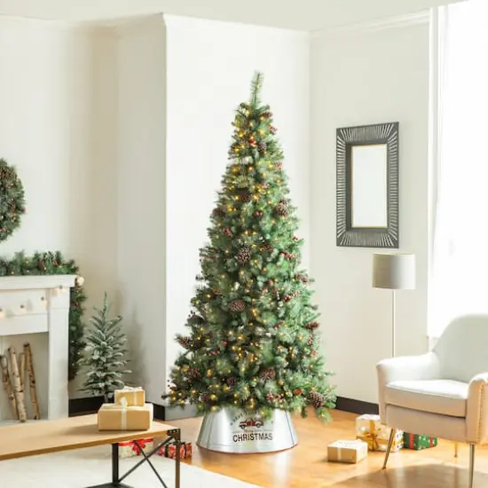 Glitzhome&reg; Silver 26" Truck Metal Tree Collar {6}