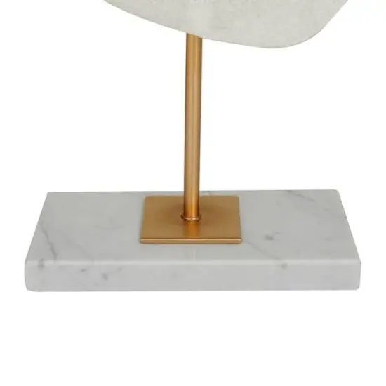 20" White Polystone Cut-Out Abstract Sculpture with Marble Stand {5}