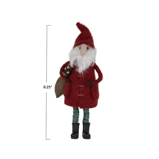 Hello Honey&reg; 8.25" Wool Felt Santa in Winter Coat with Toy Sack {4}