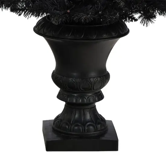 4ft. Black Artificial Halloween Tree in Urn, Orange LED Lights {7}