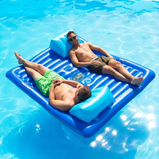 78" Inflatable Blue Dual Swimming Pool Lounger {3}