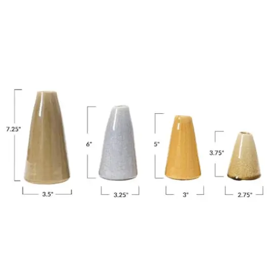 Hello Honey&reg; Decorative Conical Stoneware Vase Set Beige Tone {5}
