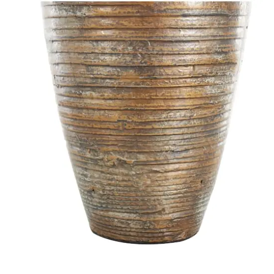 Brown Bamboo Wood Antique Inspired Vase {5}