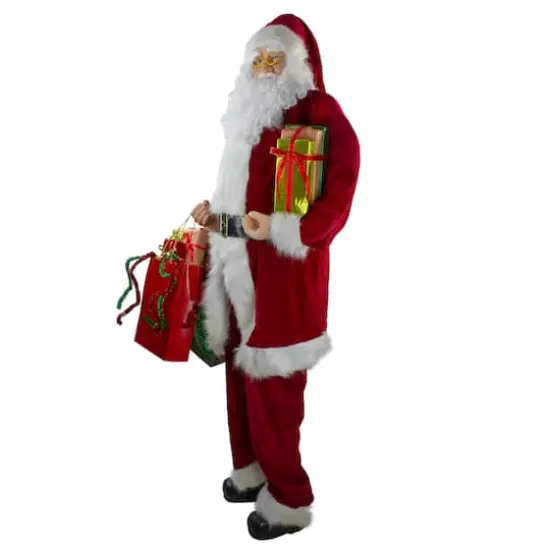 6ft. Red & White Standing Santa Claus with Presents Christmas Figure {3}