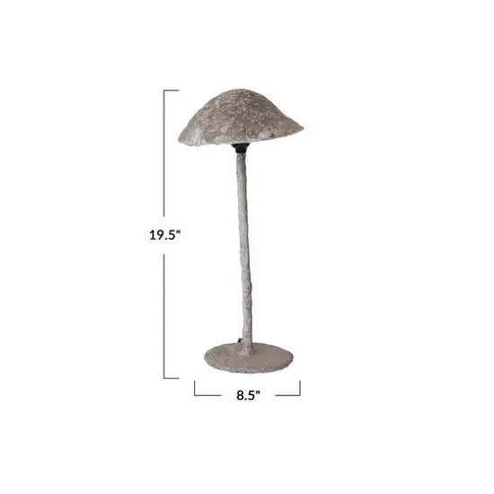 Hello Honey&reg; 21" Gray Handmade Paper Mache & Metal Mushroom Table Lamp {4}