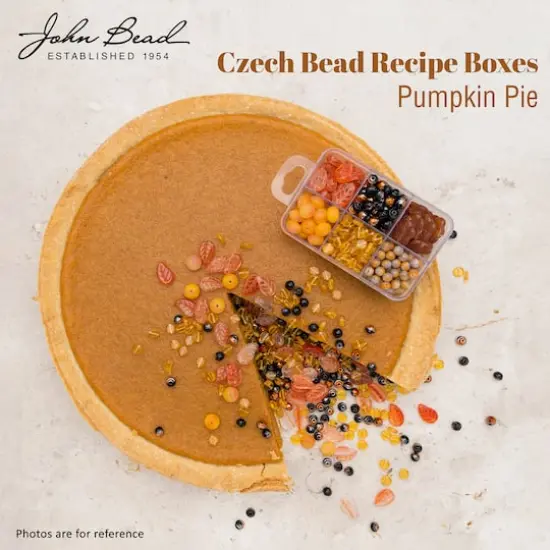 John Bead Czech Glass Recipe Box Beading Kit Pumpkin Pie {4}