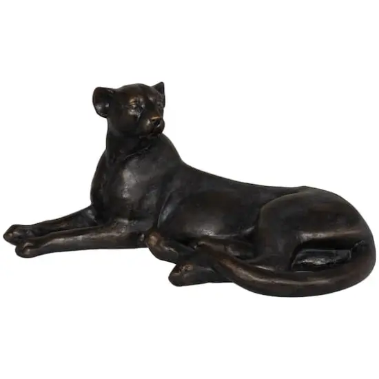 13" Black Laying Leopard Sculpture {3}