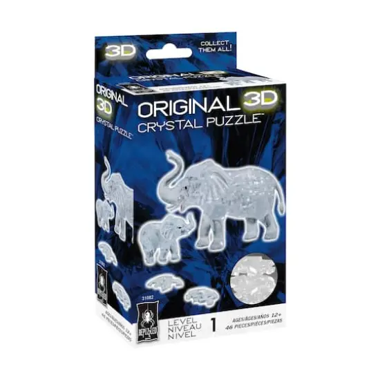 BePuzzled&reg; Original 3D Crystal Puzzle&trade; Elephant & Baby 46 Piece Puzzle {3}