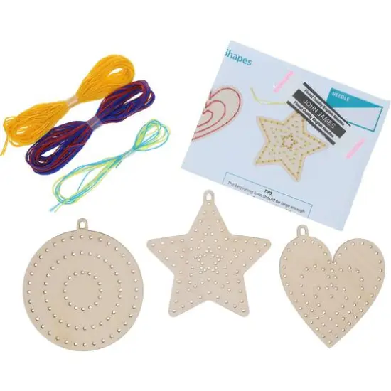 Leisure Arts&reg; Beginner Basic Shapes 3 Piece Wood Stitchery Ornament Kit {4}