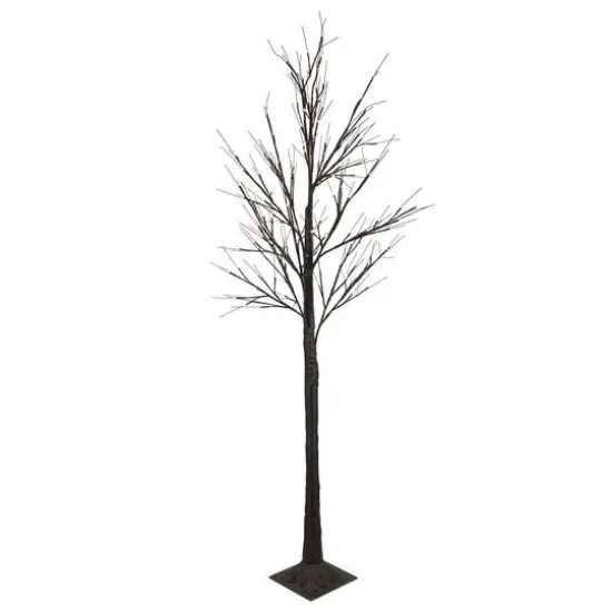6ft. Pre-Lit Brown Twig Christmas Tree, Warm White LED Lights {4}