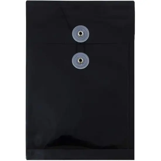 JAM Paper 6.25" x 9.25" Black Plastic Button String Closure Open End Envelopes, 24ct. {1}