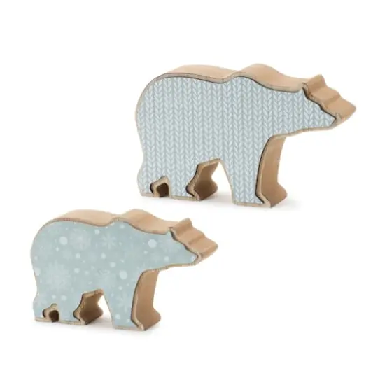 Wood Polar Bear Decor Set, 3" & 3.75" {1}