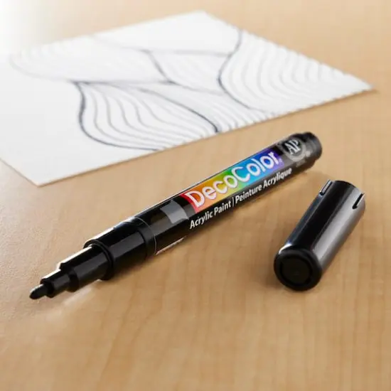 DecoColor&reg; Fine Tip Acrylic Paint Marker Black {3}