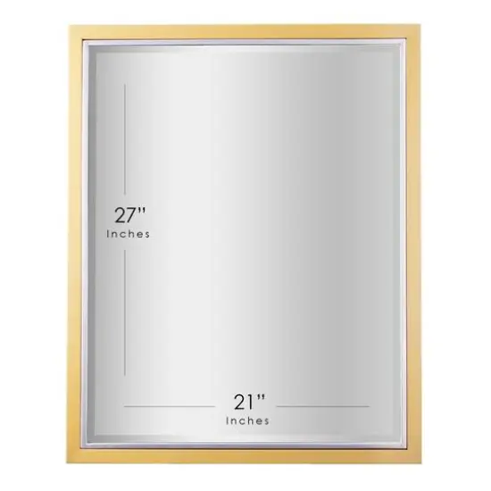 Head West Metal Framed Beveled Edge Rectangular Vanity Wall Mirror Brushed Brass and Chrome {7}