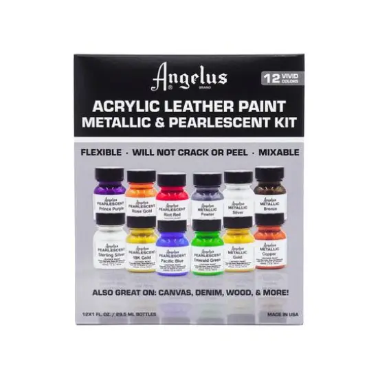 Angelus&reg; Metallic & Pearlescent 12 Color Acrylic Leather Paint Kit {3}