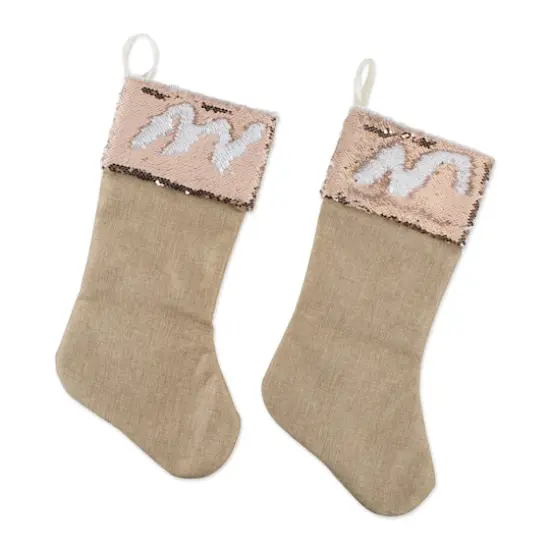 DII&reg; Champagne Sequin Linen Holiday Stocking Set {1}