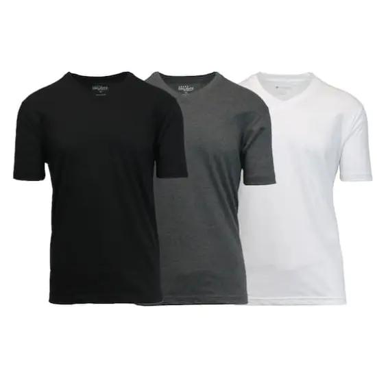 Galaxy by Harvic Men's Short Sleeve V-Neck T-Shirt 3 Pack Black/Charcoal/White {1}