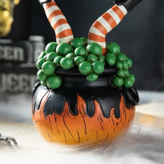 Glitzhome&reg; 8.75" Halloween Witch in Cauldron Table D&eacute;cor {6}