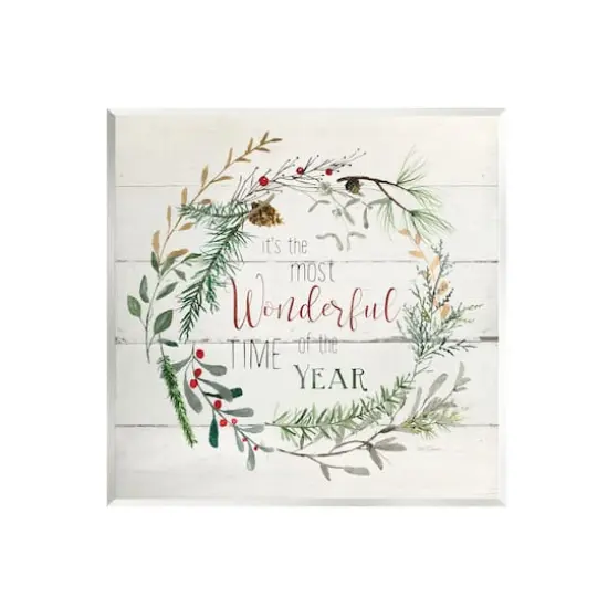 Stupell Industries Most Wonderful Time of the Year Wreath Wall Plaque Art {1}