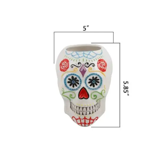 Flora Bunda Large Ceramic Skull Planter {3}