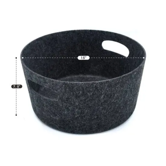 Welaxy 15" Felt Round Basket Charcoal {4}