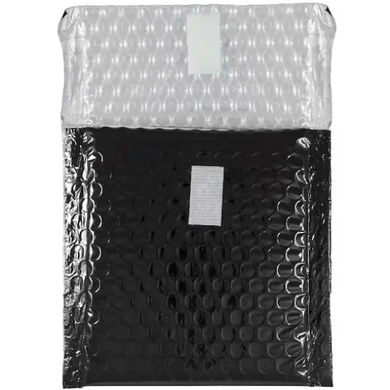JAM Paper 5.5" x 6.5" Bubble Padded Mailers with Hook & Loop Closure, 100ct. Black Metallic {4}