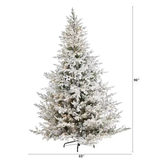 8ft. Pre-Lit Flocked Fraser Fir Artificial Christmas Tree with Warm White LED Lights {5}