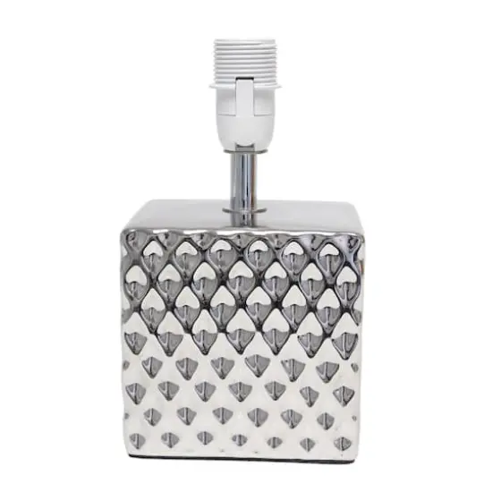 Simple Designs 12" Petite Hammered Chrome Square Table Lamp {7}