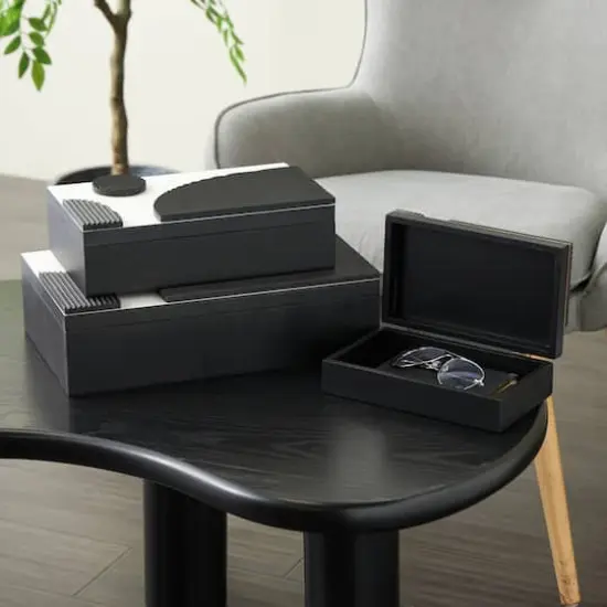 Black Wood Handmade Decorative Box Set {3}