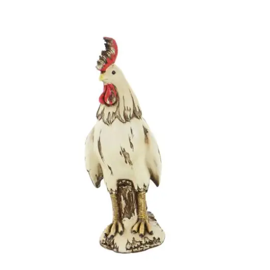 15" White Rooster Garden Sculpture {6}